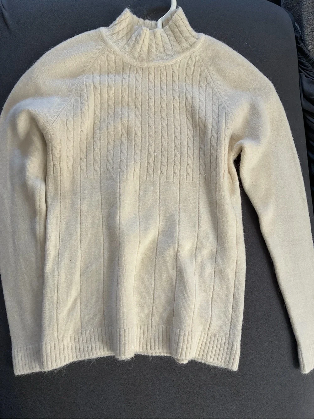 Men's Cream Cable Turtleneck Sweater.